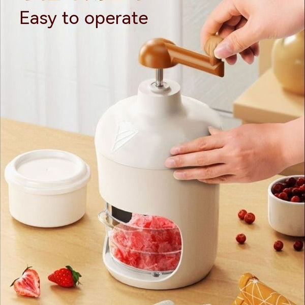 Wudy Kitchen Wudy Manual Ice Crusher — ABS housing, stainless steel blade — hero view on marble countertop