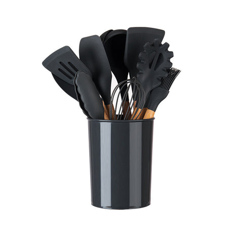 Heat-Resistant Wooden Handle Silicone Kitchenware Set