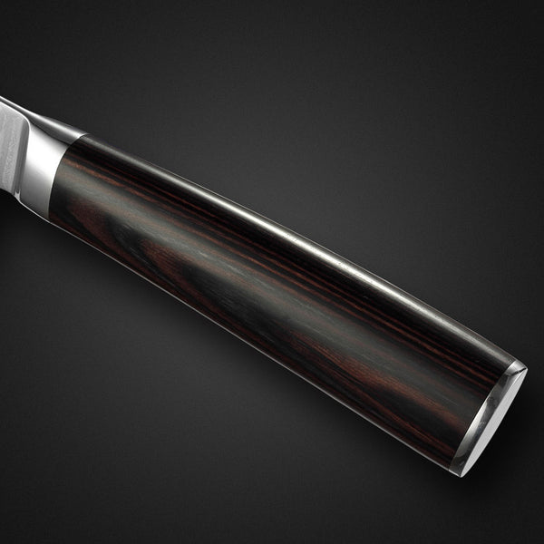 Wudy Kitchen Wudy Damascus Steel Chef Knife — 67-layer Damascus steel, pakkawood handle — top-down view with context