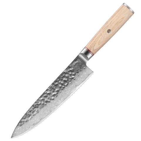 Damascus Steel Kitchen Knife Set – Patterned Finish, Wood Handles