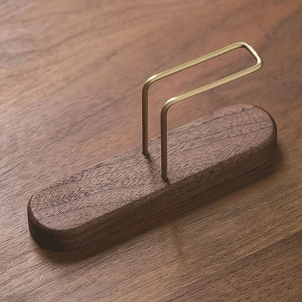 Coffee Filter Holder, Stand Coffee Paper Storage, Coffee Filter Container for V60 Paper Coffee Filters, Walnut & Brass