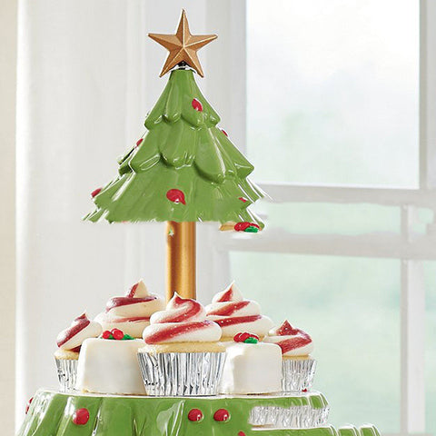 Christmas Tree Tiered Dessert Stand – Resin Holiday Food Display Tray