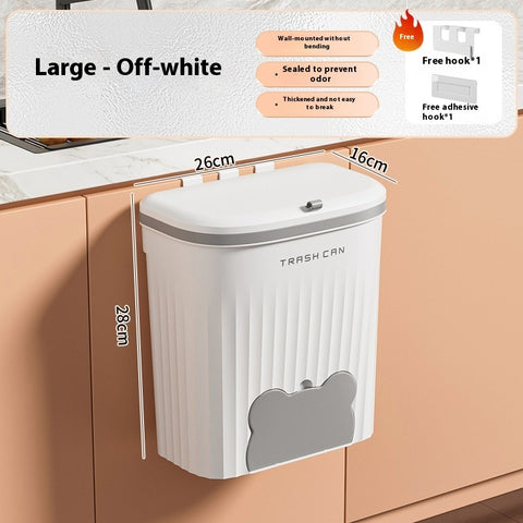 6L Wall-Mounted Hanging Trash Can – Sealed Kitchen Waste Bin