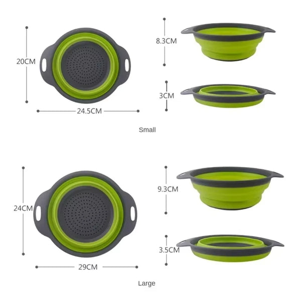 Silicone Vegetable and Fruit Cleaning and Drainage Basket Cleaning Basket Folding Water Filter Net Kitchen Gadgets