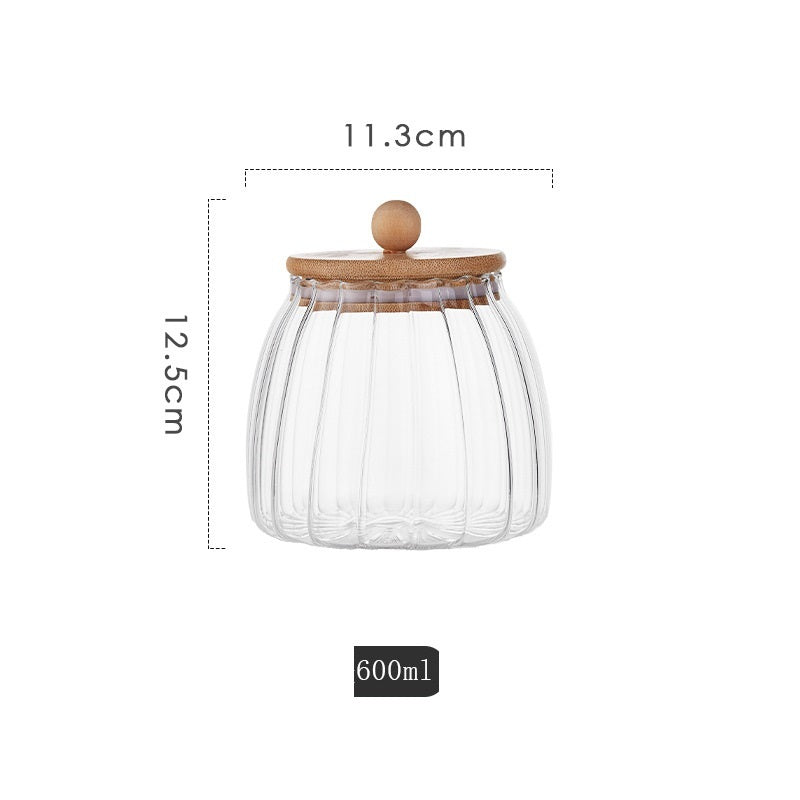Wudy Ribbed Glass Jar | Elegant Airtight Storage