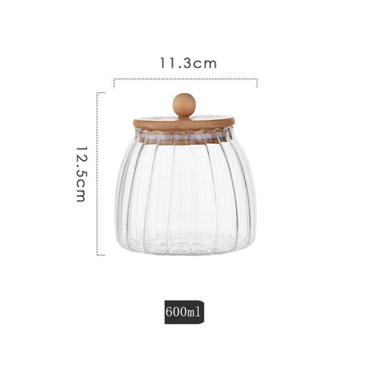 Wudy Ribbed Glass Jar | Elegant Airtight Storage