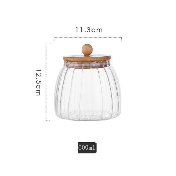Wudy Kitchen — Wudy Ribbed Glass Jar | Elegant Airtight Storage