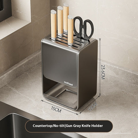 Carbon Steel Wall-Mounted or Countertop Knife Holder – Multi-Functional Kitchen Storage Rack