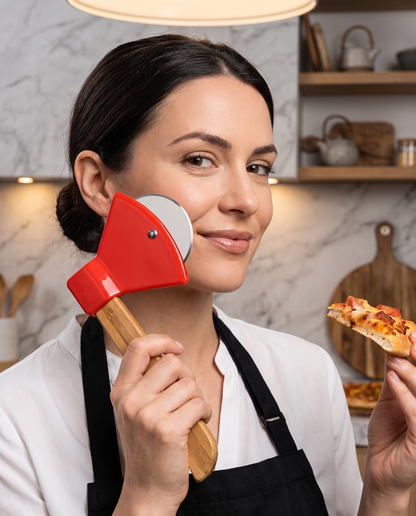 Stainless Pizza Cutter with Bamboo Handle — Red / Black — Wudy Kitchen, image 12