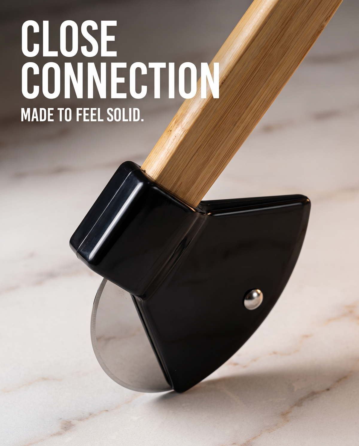 Stainless Steel Pizza Cutter with Bamboo Handle