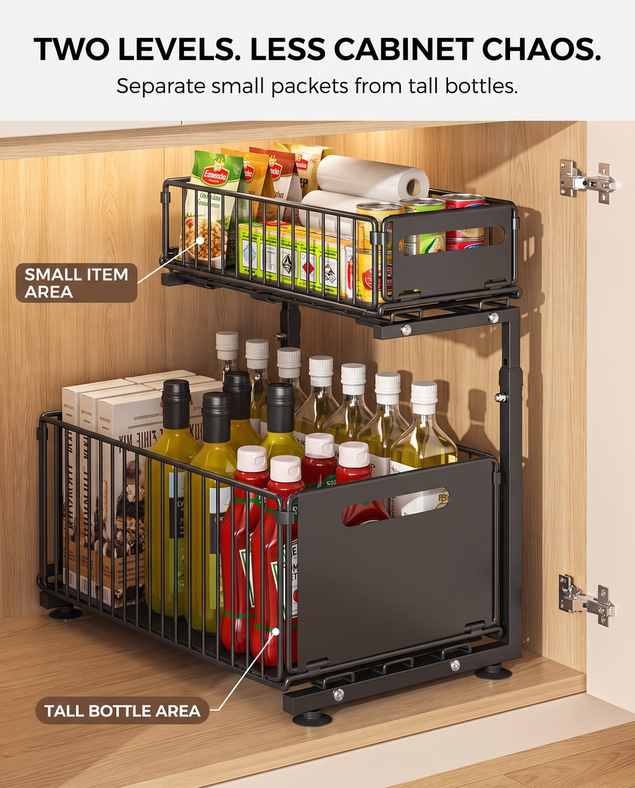 2-Tier Cabinet Organizer · 15" (38 cm)