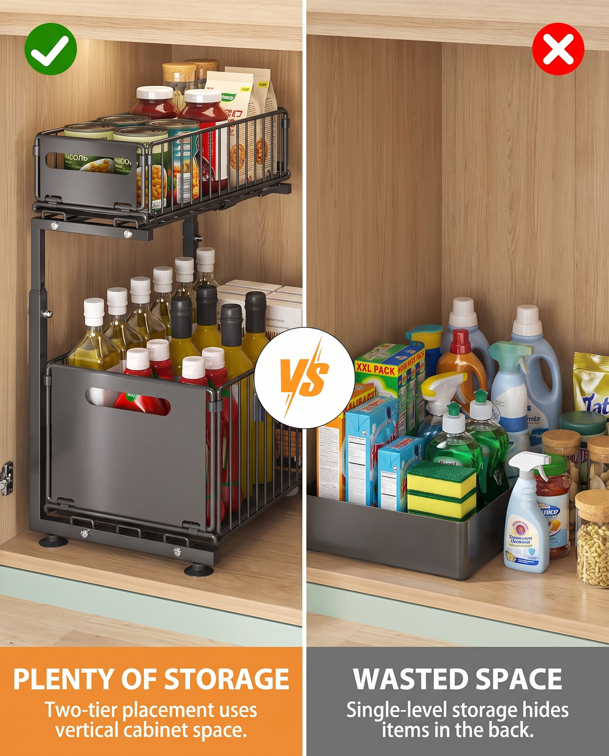 2-Tier Cabinet Organizer · 15" (38 cm)
