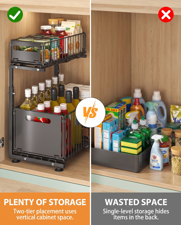 2-Tier Cabinet Organizer · 15" (38 cm)