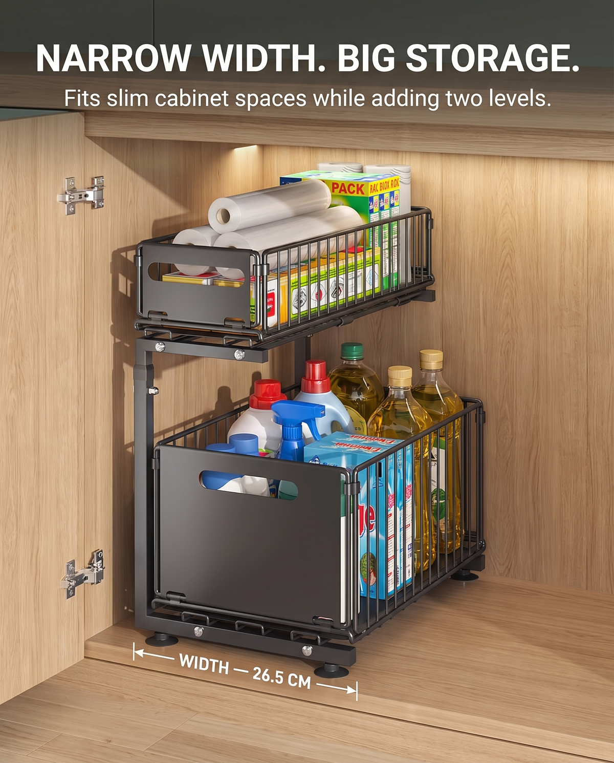 2-Tier Cabinet Organizer · 15" (38 cm)