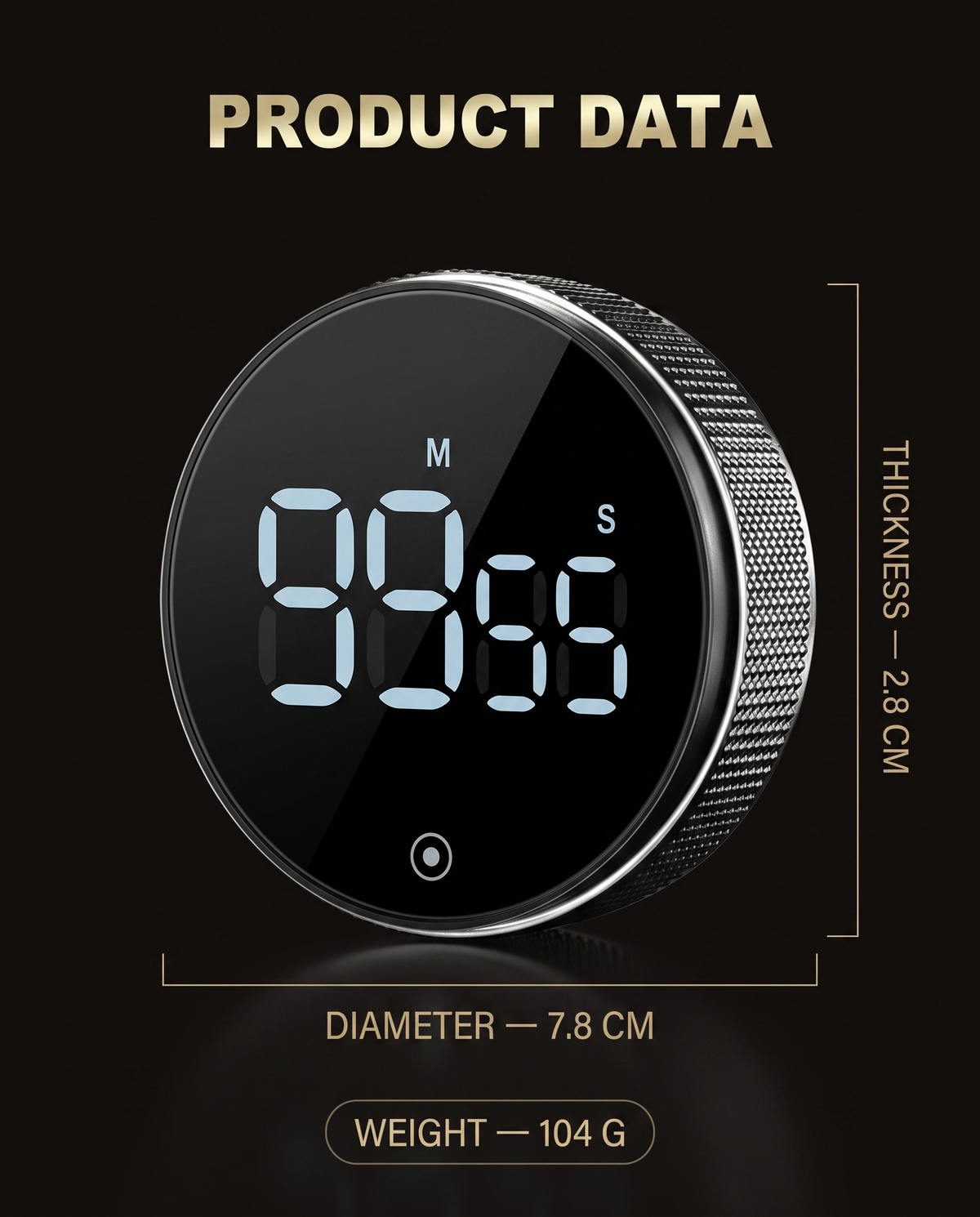 Magnetic Kitchen Timer — Black — Wudy Kitchen, image 3