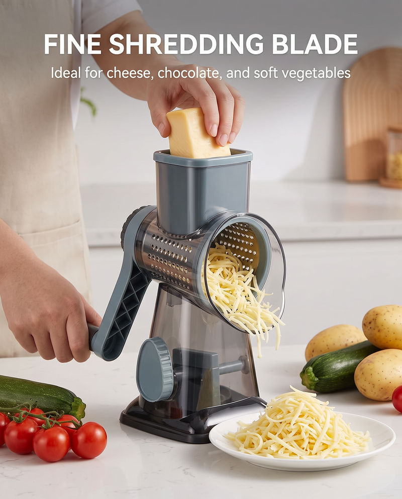 Faster Prep Rotary Grater · 3-in-1