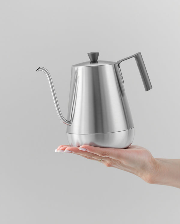 Stainless Steel Pouring Pot – Heat-Resistant Coffee & Milk Kettle (3 Sizes) — in_hand shot | Wudy Kitchen