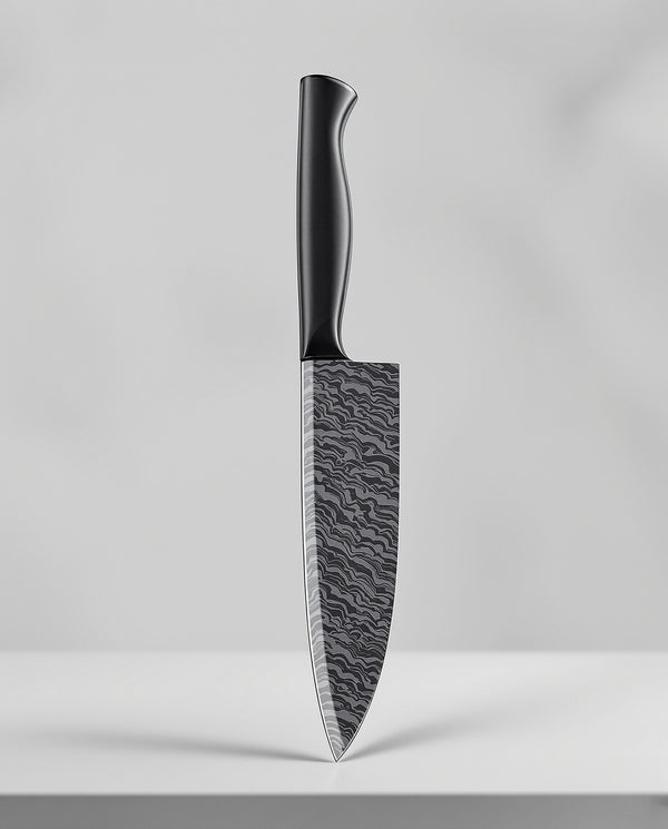 Wudy Damascus Pattern Kitchen Knife | 20cm Stainless Steel — lifestyle_light shot | Wudy Kitchen