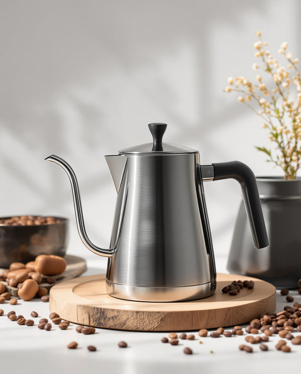 Stainless Steel Pouring Pot – Heat-Resistant Coffee & Milk Kettle (3 Sizes) — macro shot | Wudy Kitchen
