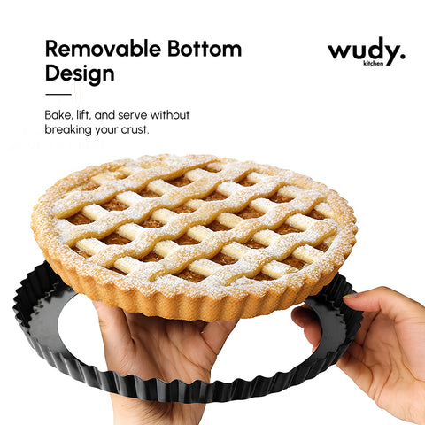 Apple Blossom Tart/Pie Pan — Removable Bottom, Fluted Edge