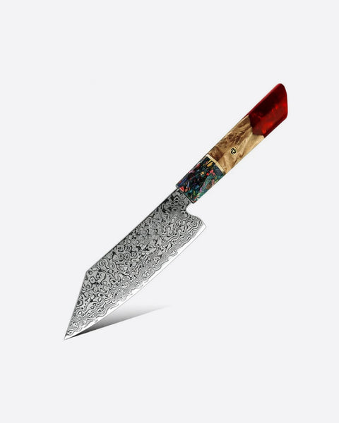 67-Layer Damascus Chef Knife – Resin & Solidified Wood Handle, Forged Steel